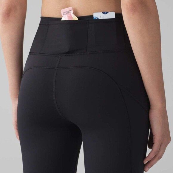 LULULEMON Fast Free Crop II Nulux 19" Womens Sz 2 Black Leggings Yoga Running - Picture 6 of 12